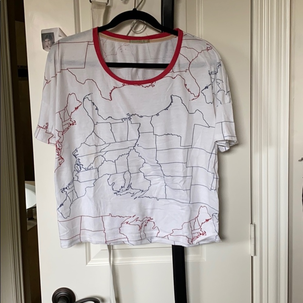 red, white, & blue shirt